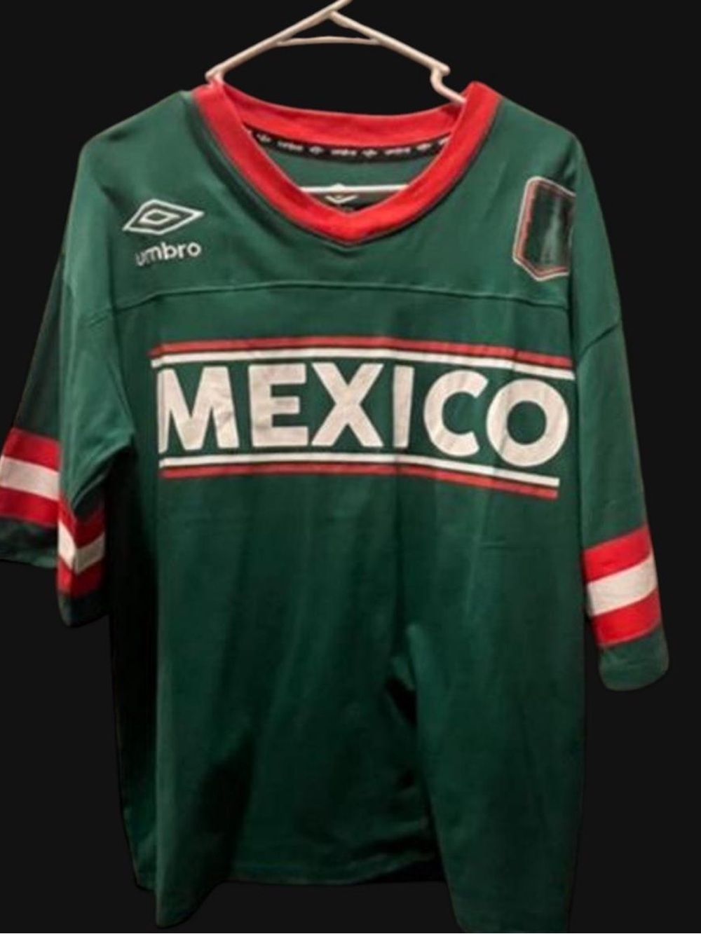 Umbro Green Mexico Soccer Jersey with Red & White Accents